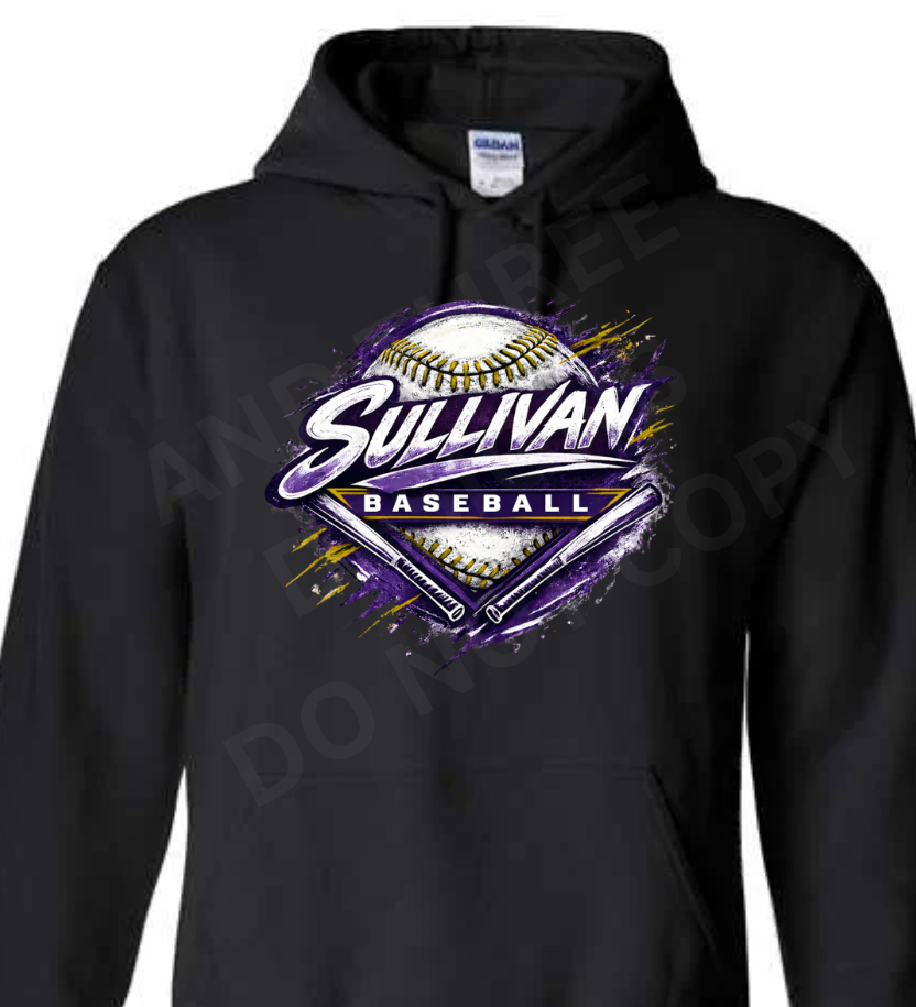 Sullivan Baseball on Black Hoodie