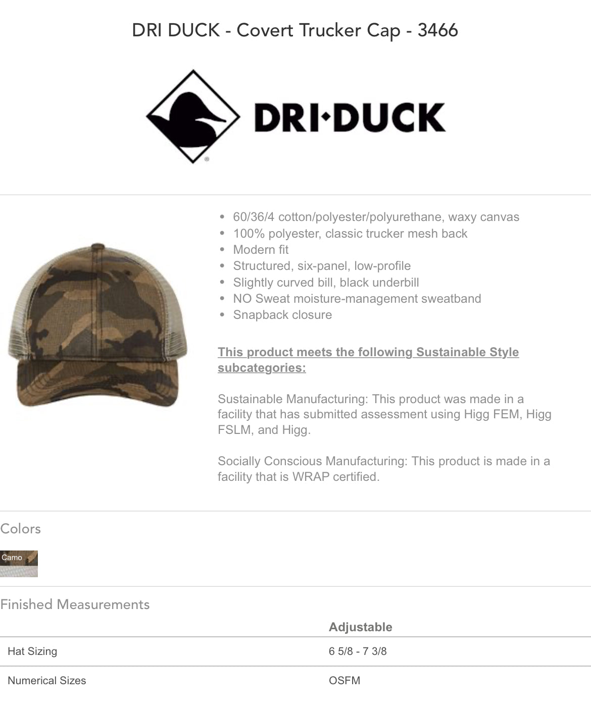 DRI-DUCK Covert Trucker Cap