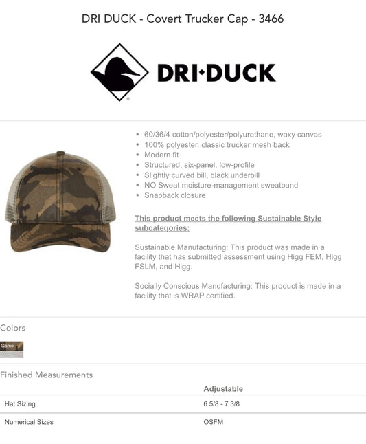 DRI-DUCK Covert Trucker Cap