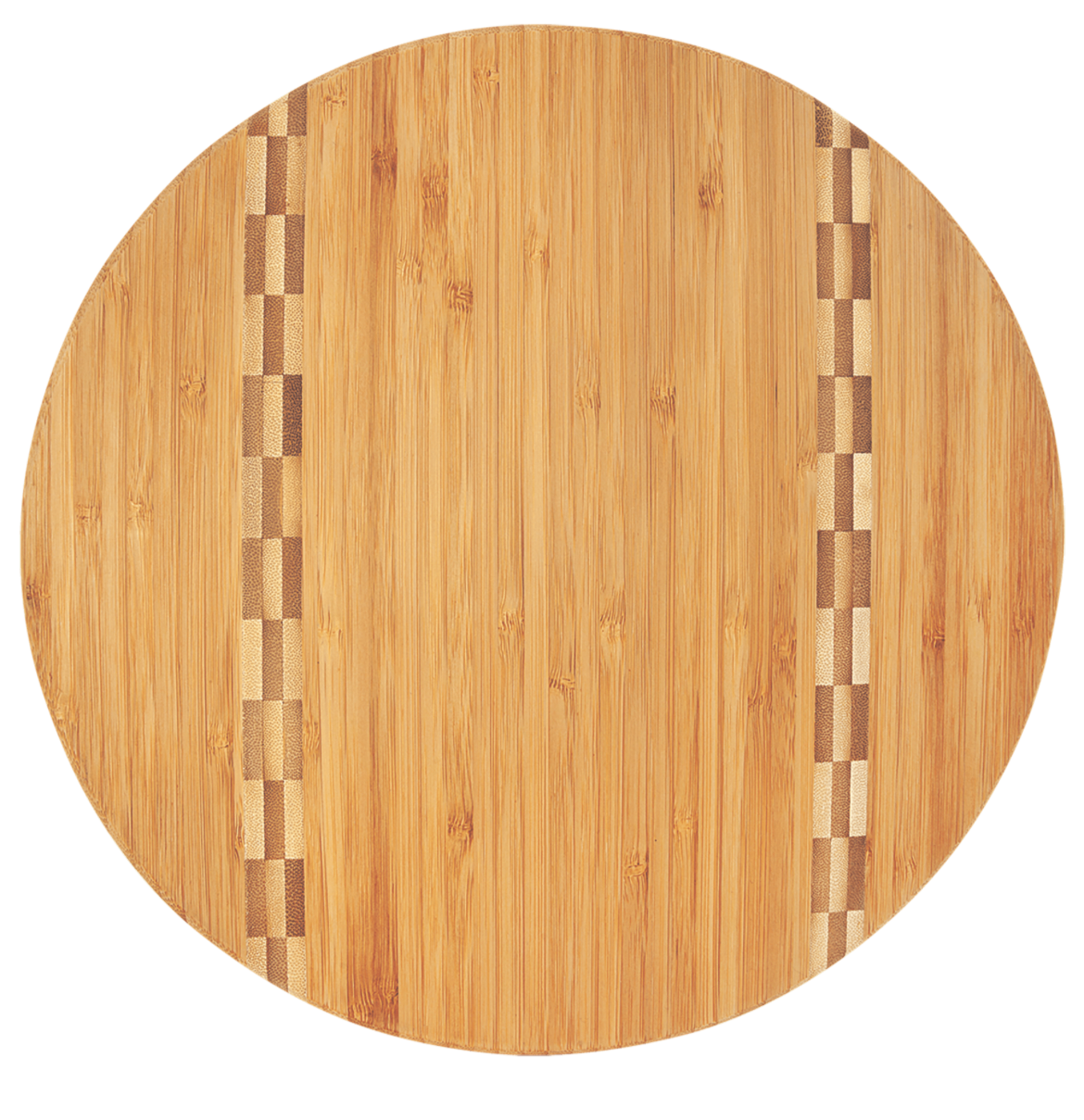 Custom 11 3/4" Round Bamboo Cutting Board with Butcher Block Inlay