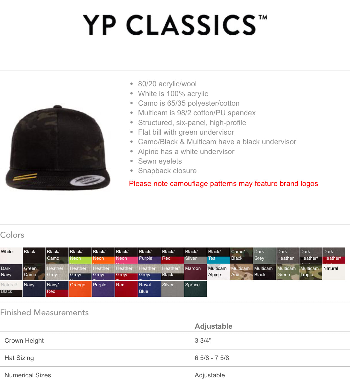 YP Classics Flatbill SnapBack 6089M