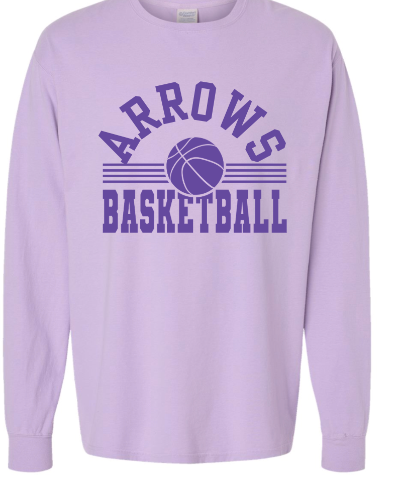 91.  Hoodie or Long Sleeve Arrows Basketball Lavender